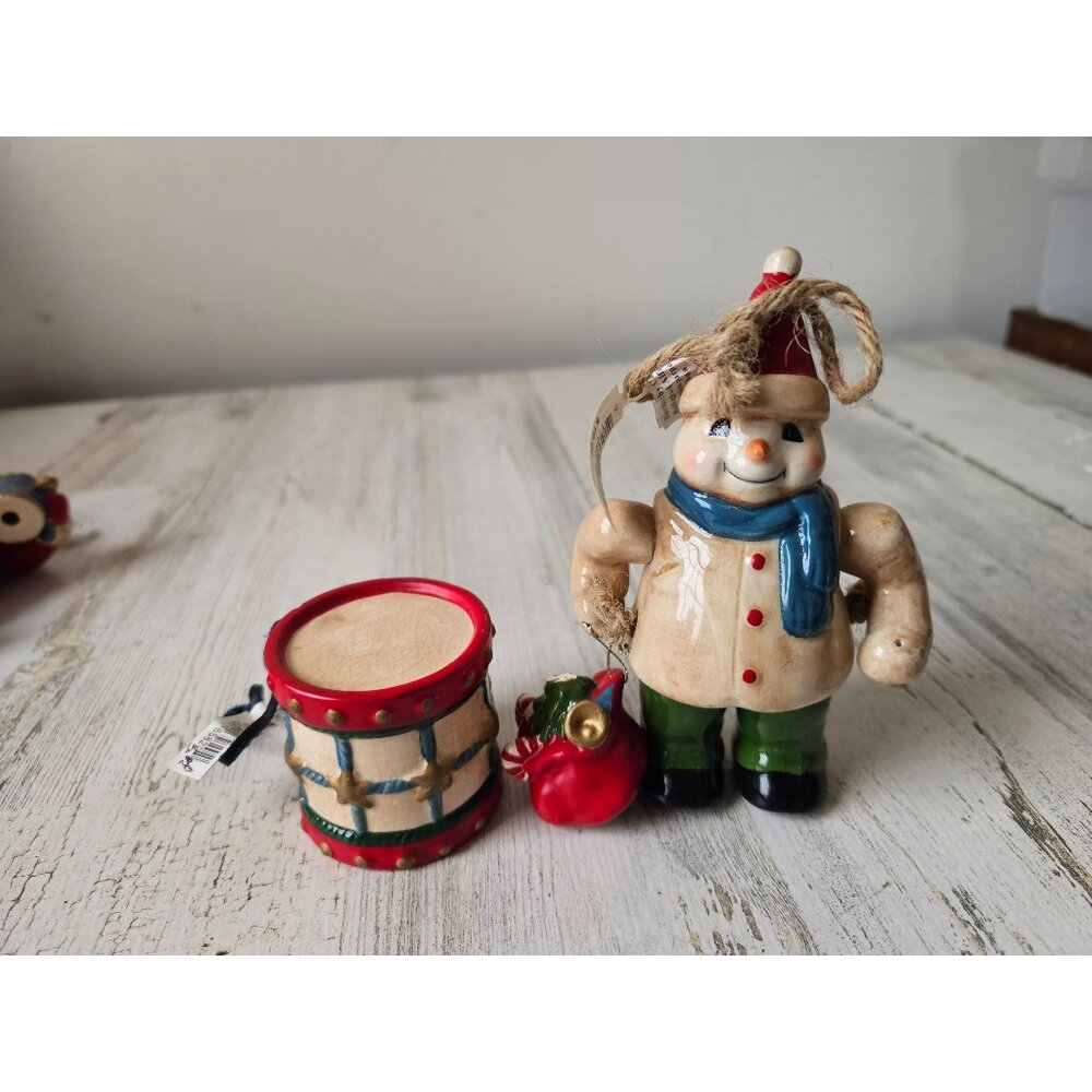 Living quarters jointed snowman‎ bag drum ornament ceramic Xmas tree set
